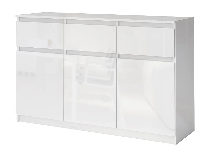 Comò mimimal con 3 cassetti e 3 ante bianco lucido CG40