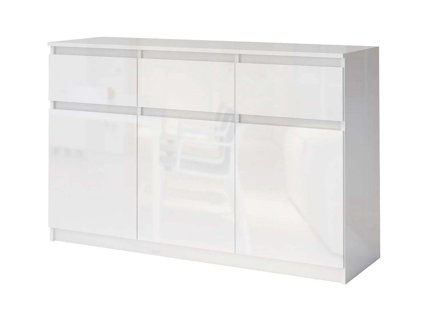Comò mimimal con 3 cassetti e 3 ante bianco lucido CG40