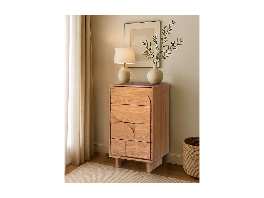 Dinda - Commode en bois massif de teck