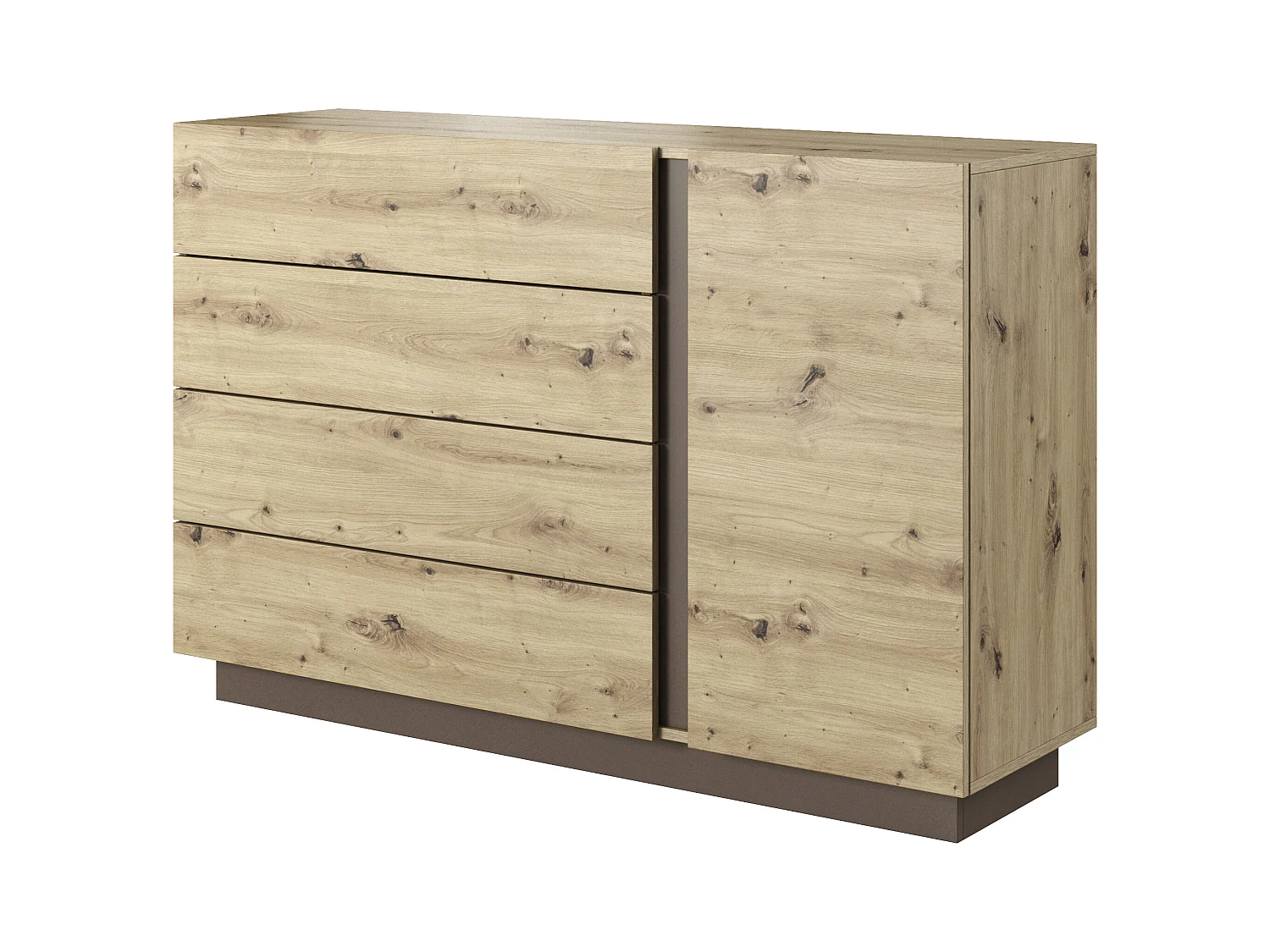 Comò moderno 138x90cm con 3 cassetti e 1 anta rovere CLK1