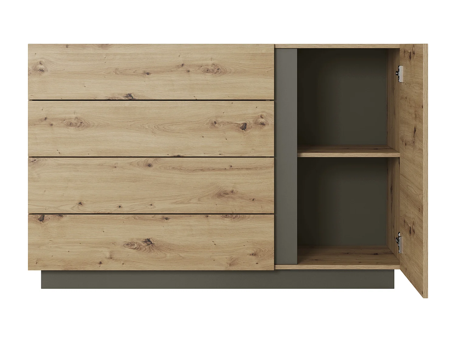 Comò moderno 138x90cm con 3 cassetti e 1 anta rovere CLK1