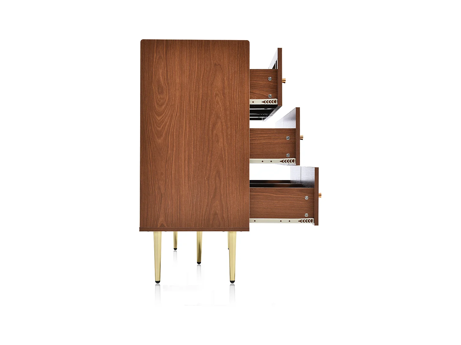 URBAN MEUBLE Commode vintage 6 tiroir en rotin poignées et pieds dorés 120*90*40cm DELMO