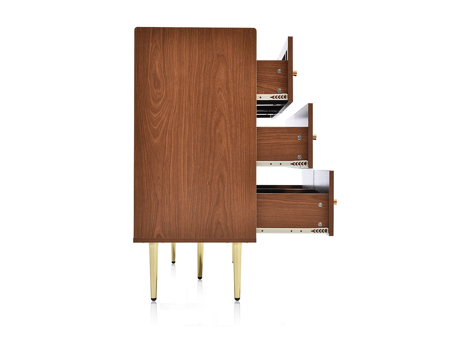 URBAN MEUBLE Commode vintage 6 tiroir en rotin poignées et pieds dorés 120*90*40cm