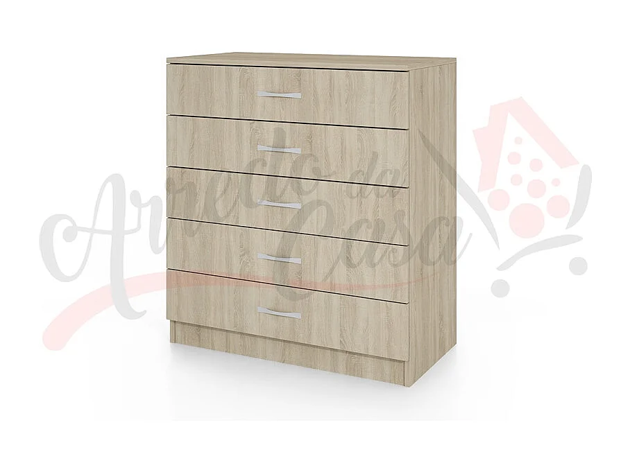 Comò per cameretta moderna con cinque cassetti 80x92 rovere chiaro CI3005
