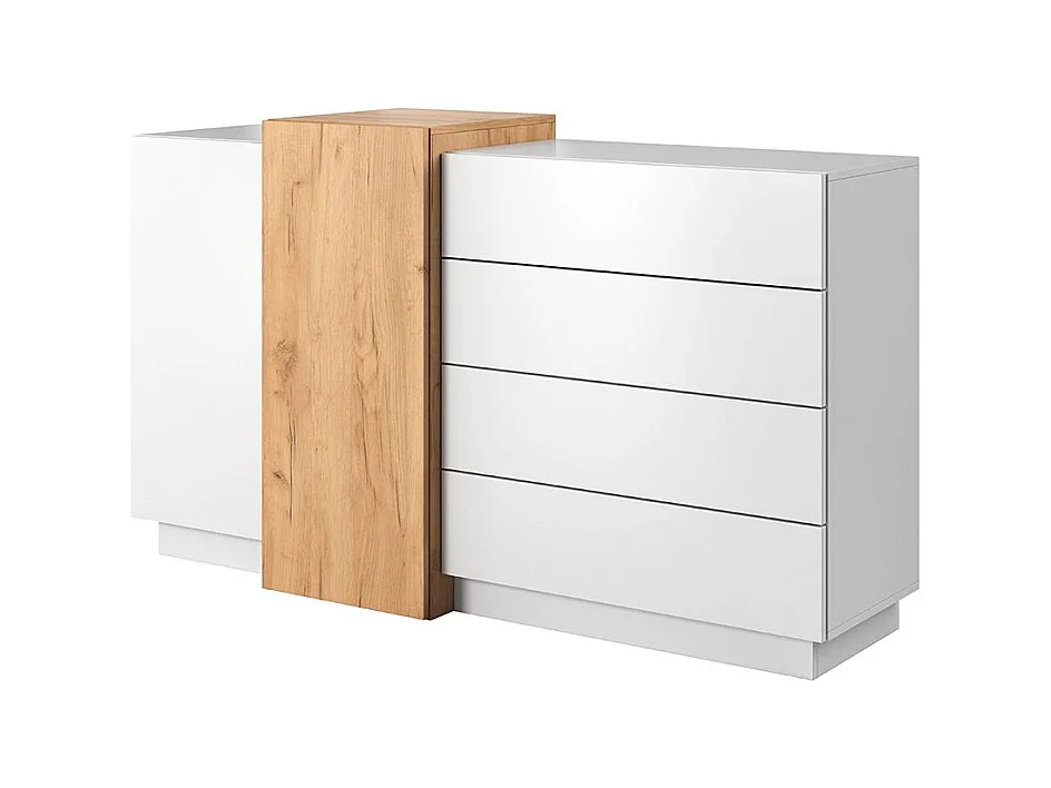 Comò moderno 160x88cm bianco lucido e rovere CLK9