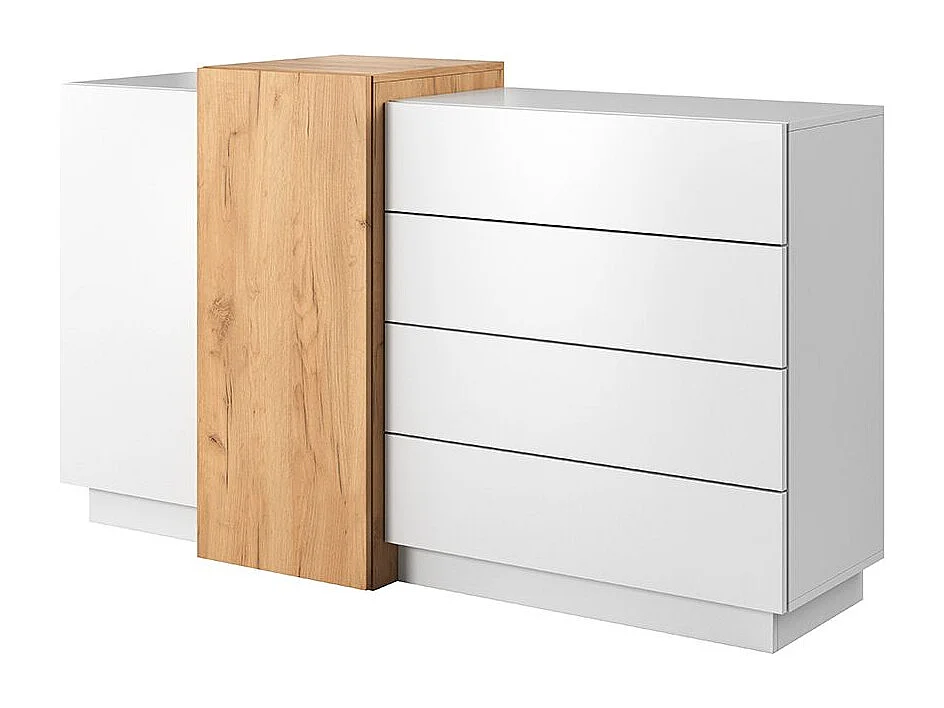 Comò moderno 160x88cm bianco lucido e rovere CLK9