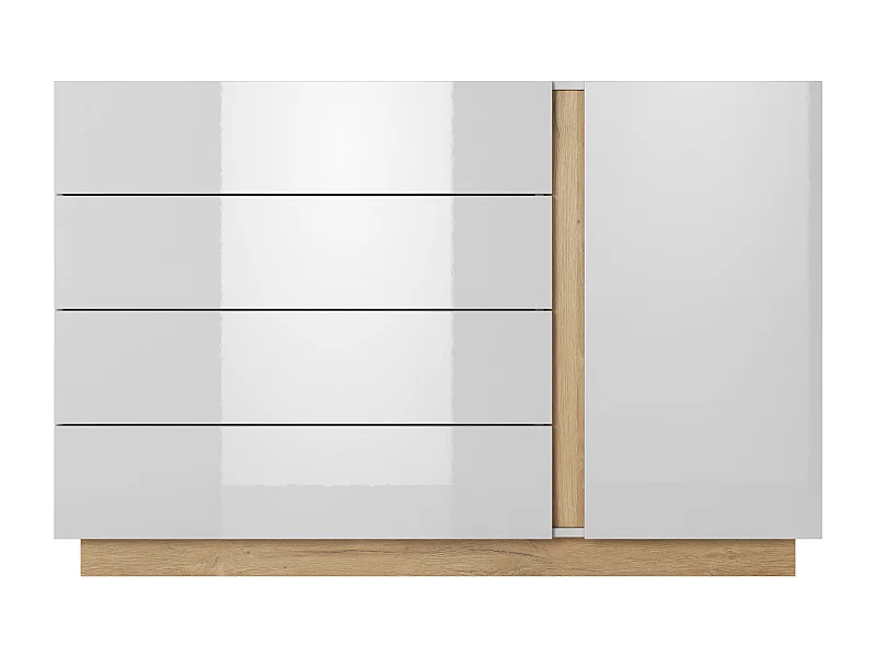 Comò moderno 138x90cm con 3 cassetti e 1 anta bainco lucido CLK1