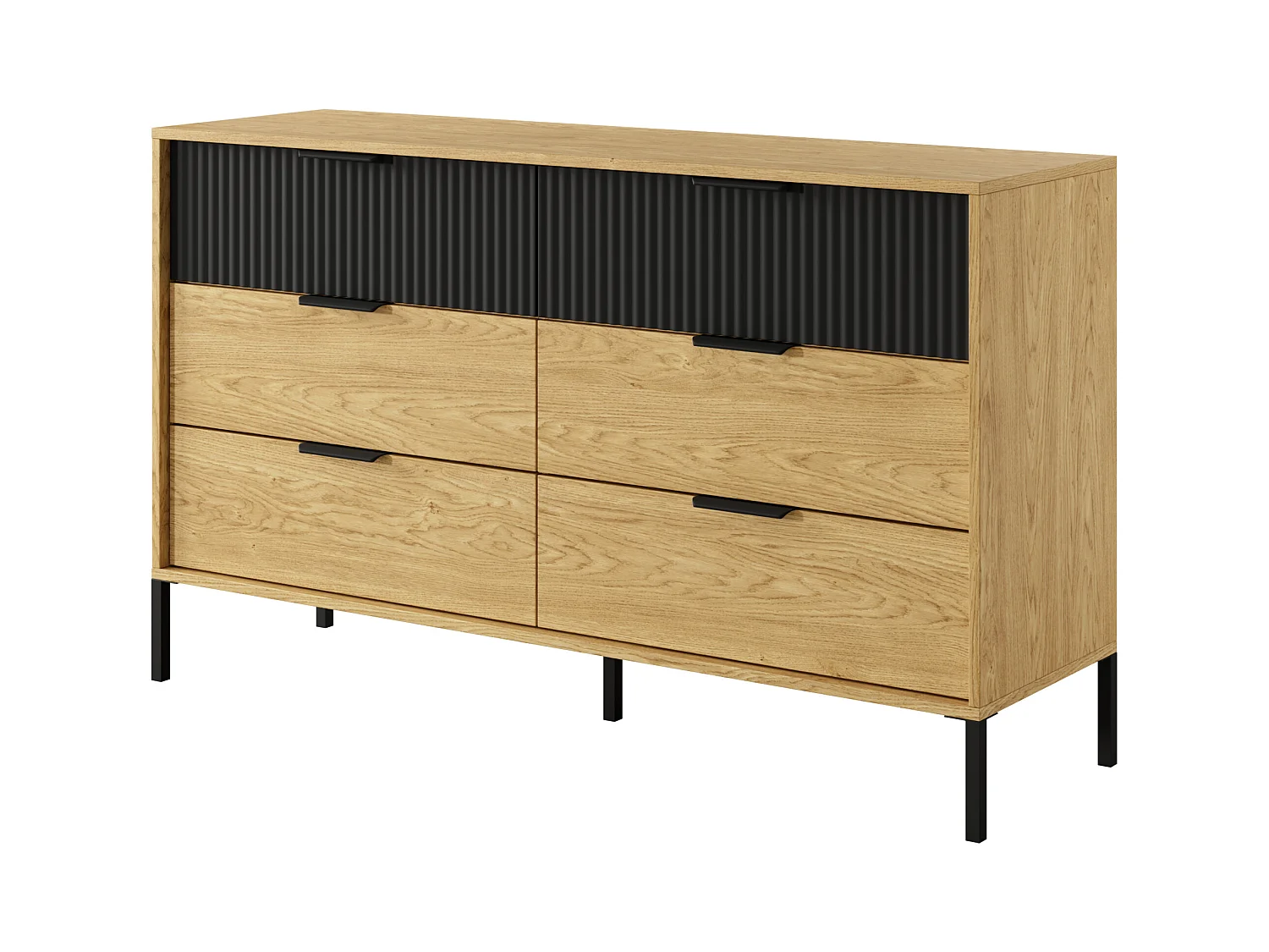 Cassettiera moderna 138x81 rovere naturale e nero CLK3