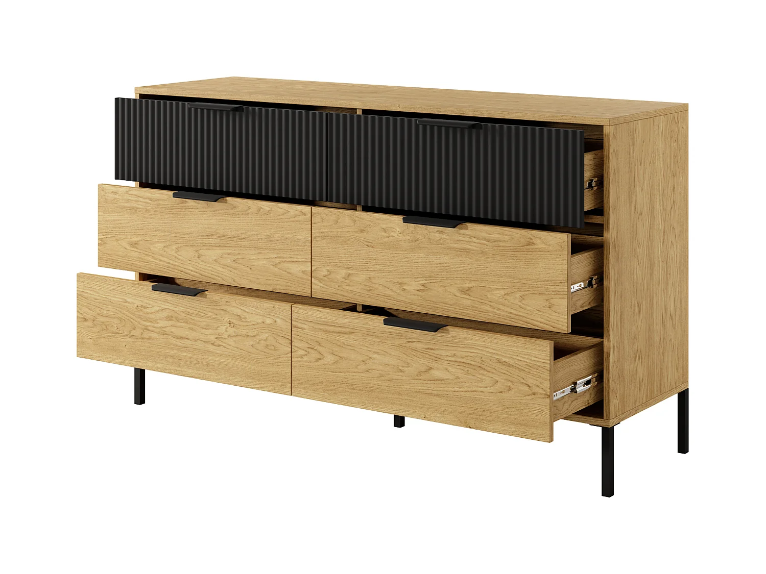 Cassettiera moderna 138x81 rovere naturale e nero CLK3