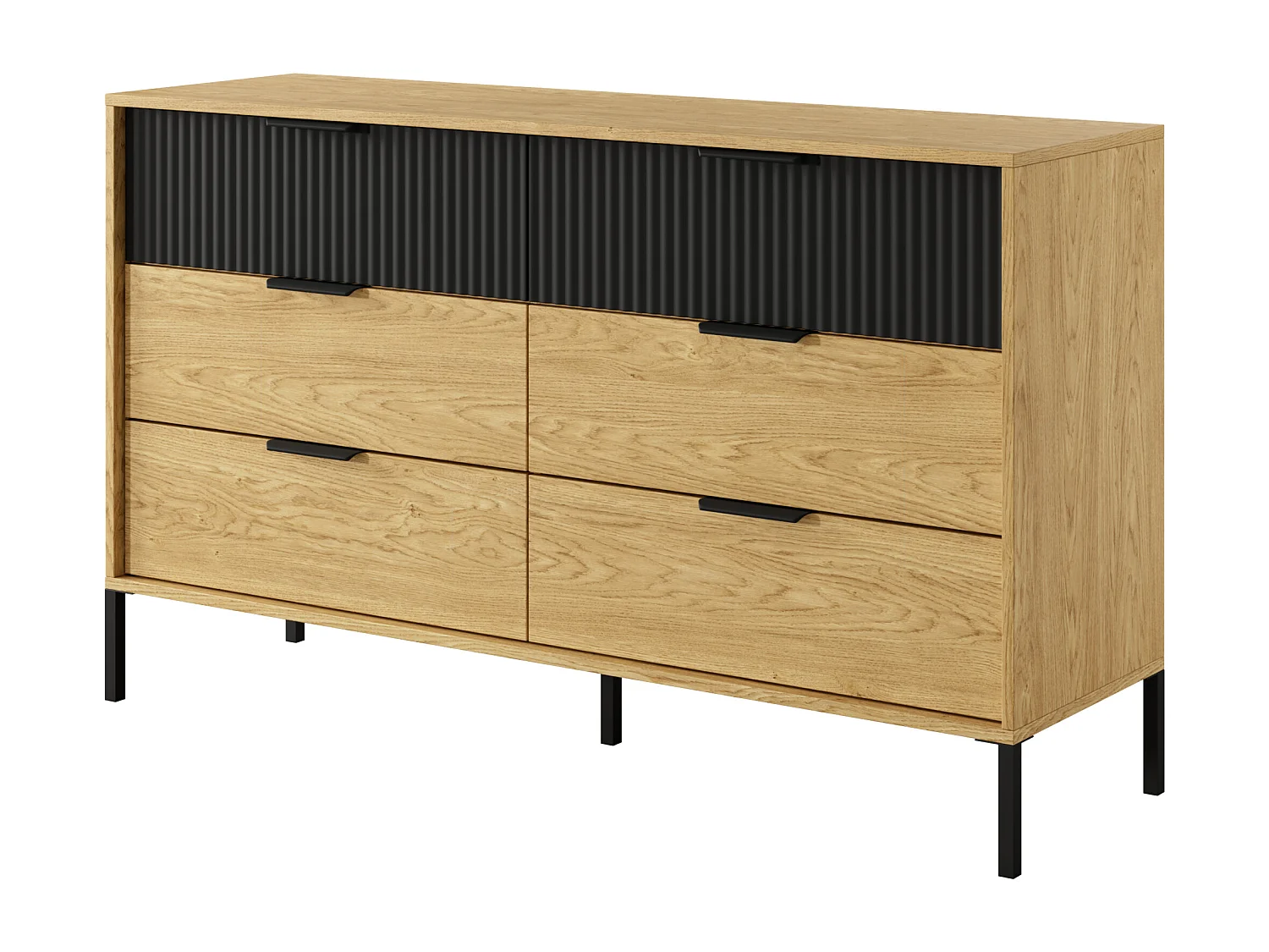 Cassettiera moderna 138x81 rovere naturale e nero CLK3