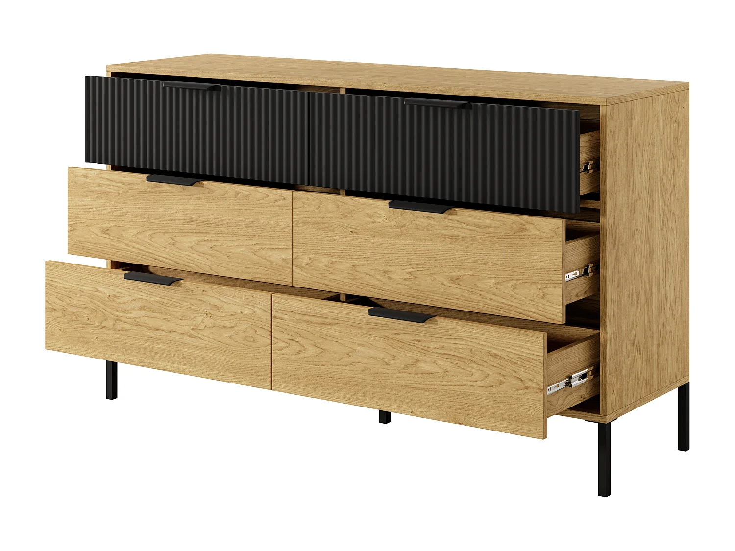 Cassettiera moderna 138x81 rovere naturale e nero CLK3