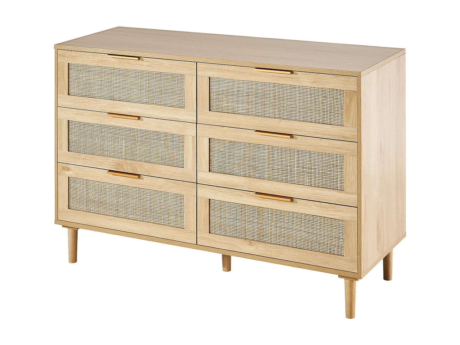 Cómoda de Ratán SucceBuy con 6 Cajones - Natural y Versátil - Almacenamiento Elegante con Estilo Boho y Natural para su Decoración