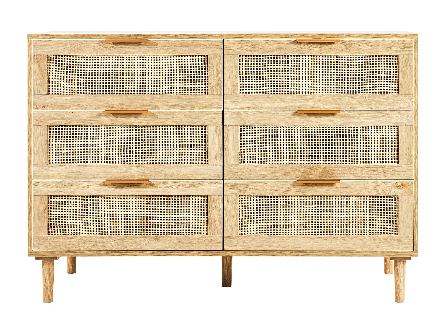 Cómoda de Ratán SucceBuy con 6 Cajones - Natural y Versátil - Almacenamiento Elegante con Estilo Boho y Natural para su Decoración