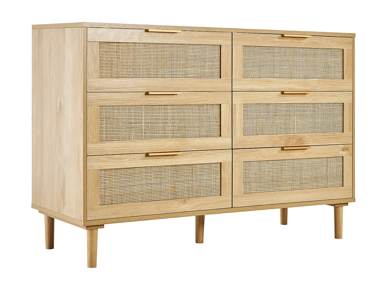 Cómoda de Ratán SucceBuy con 6 Cajones - Natural y Versátil - Almacenamiento Elegante con Estilo Boho y Natural para su Decoración