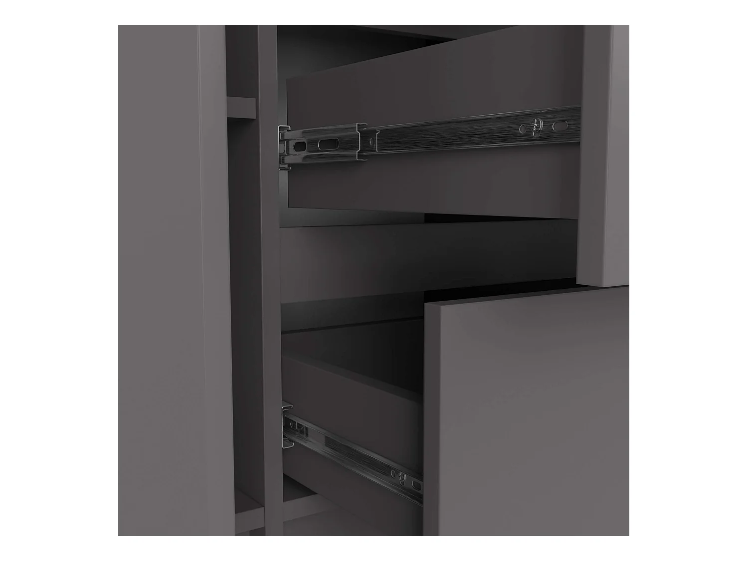 Commode AKORD K100 Gris Graphite 101 cm 2 portes 3 tiroirs façade Gris Graphite 4 étagères 101x35x76 cm