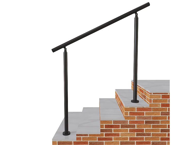 Main Courante Garde-Corps Noir mat 1.2m en Acier Inox 201 - Installation verticale - Pour Escaliers ou Rampes - Usage Intérieur/Extérieur