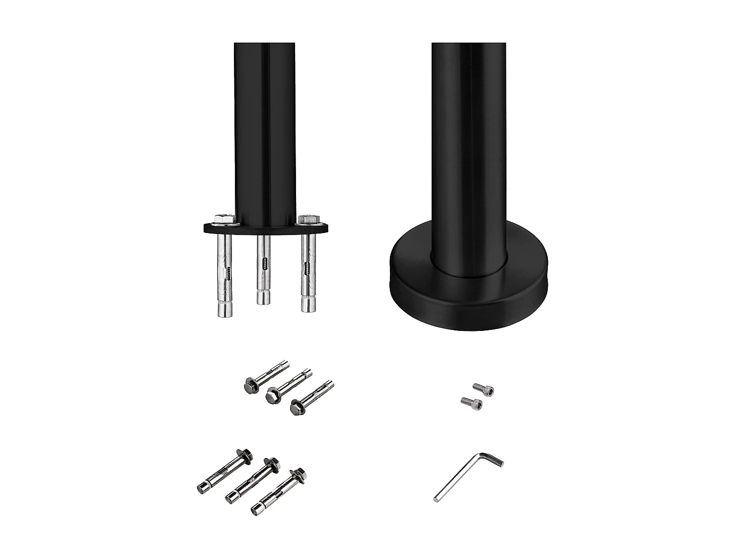 Main Courante Garde-Corps Noir mat 1.2m en Acier Inox 201 - Installation verticale - Pour Escaliers ou Rampes - Usage Intérieur/Extérieur