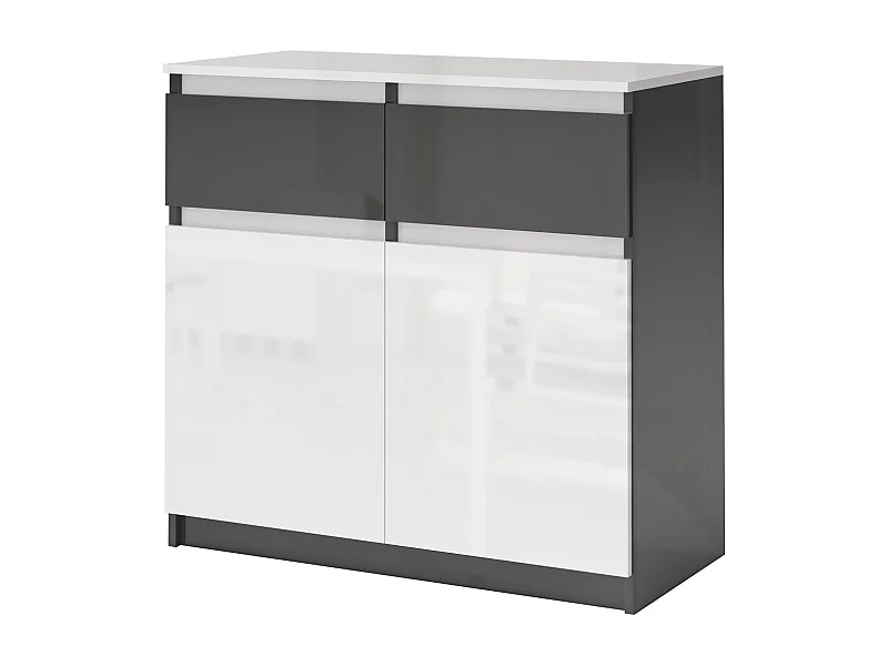 Comò  piccolo con 2 cassetti e 2 ante bianco lucido/antracite CG41