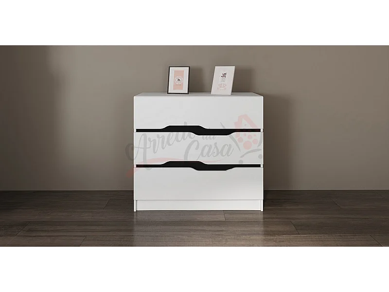 Comò da camera da letto design moderno con tre cassetti 100x71 bianco CI3010