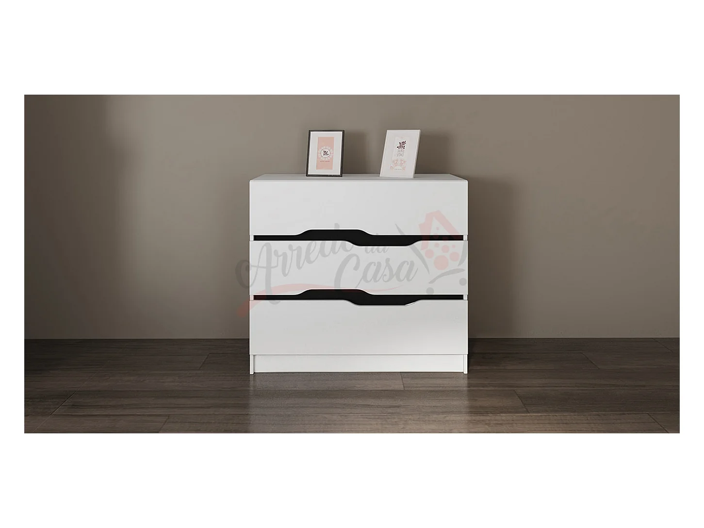 Comò da camera da letto design moderno con tre cassetti 100x71 bianco CI3010