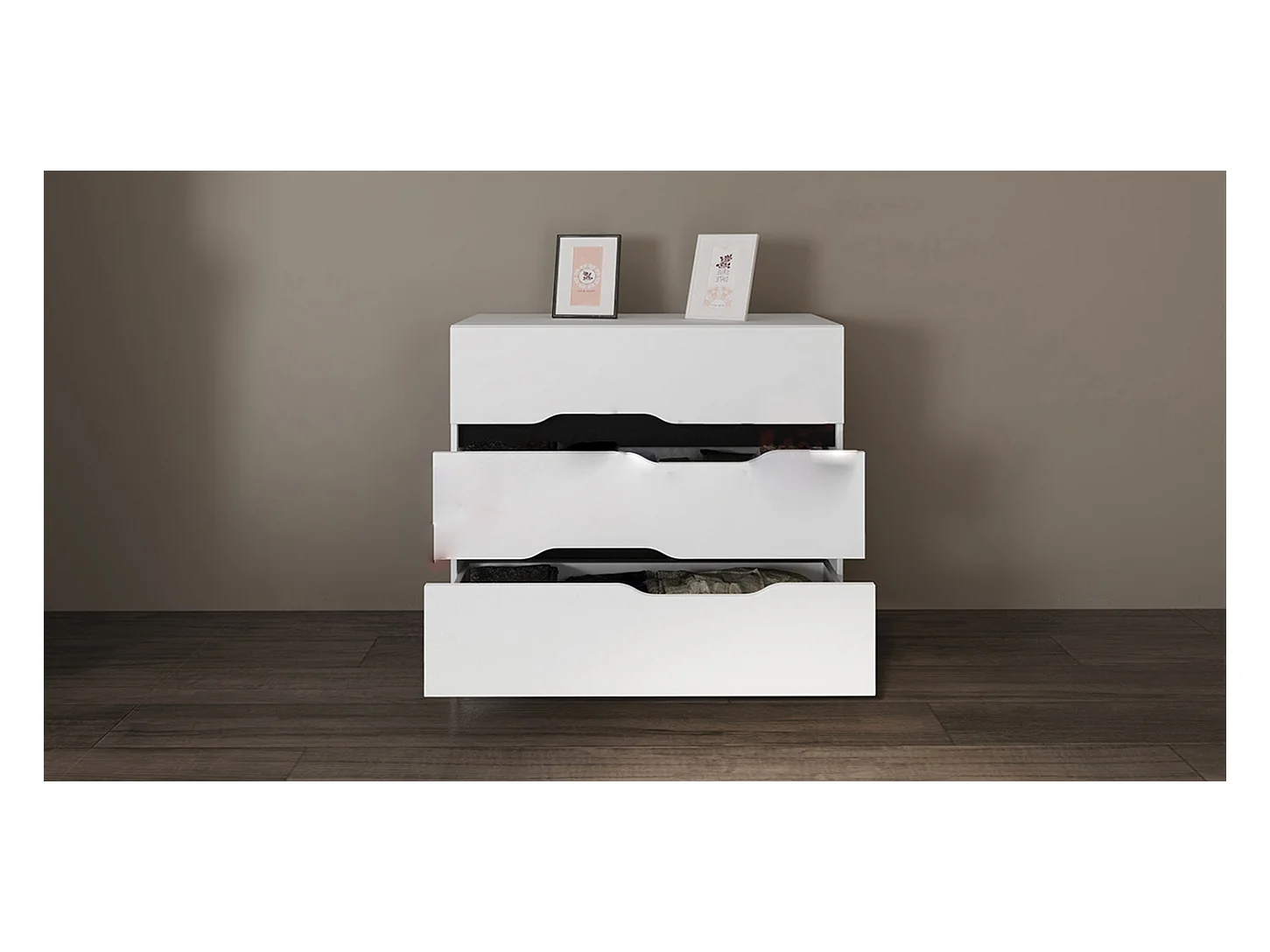 Comò da camera da letto design moderno con tre cassetti 100x71 bianco CI3010