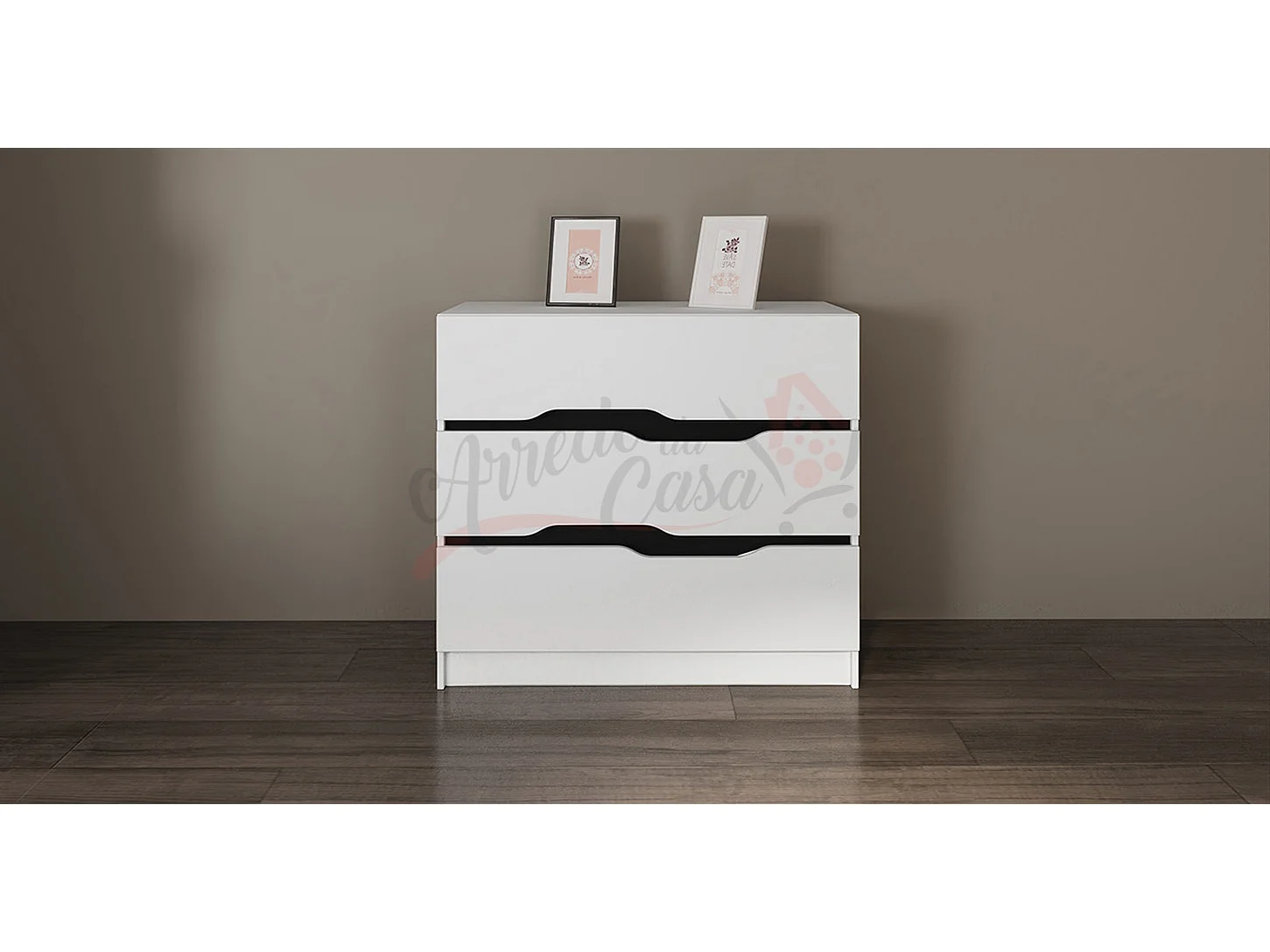Comò da camera da letto design moderno con tre cassetti 100x71 bianco CI3010