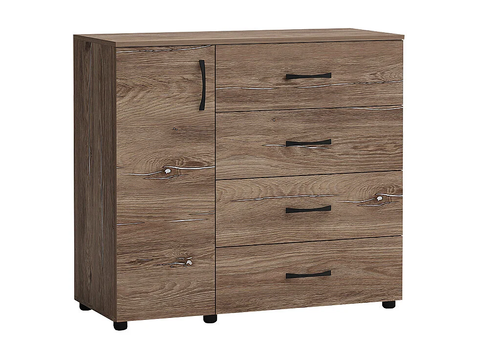 Comò per camera da letto con anta e cassetti marrone CG42