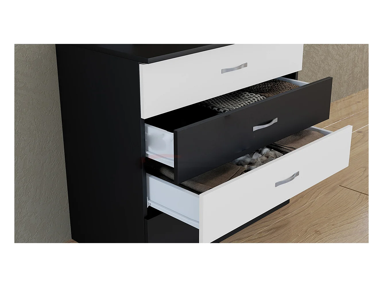 Comò per camera da letto design moderno 80x76 bianco e nero CI3013