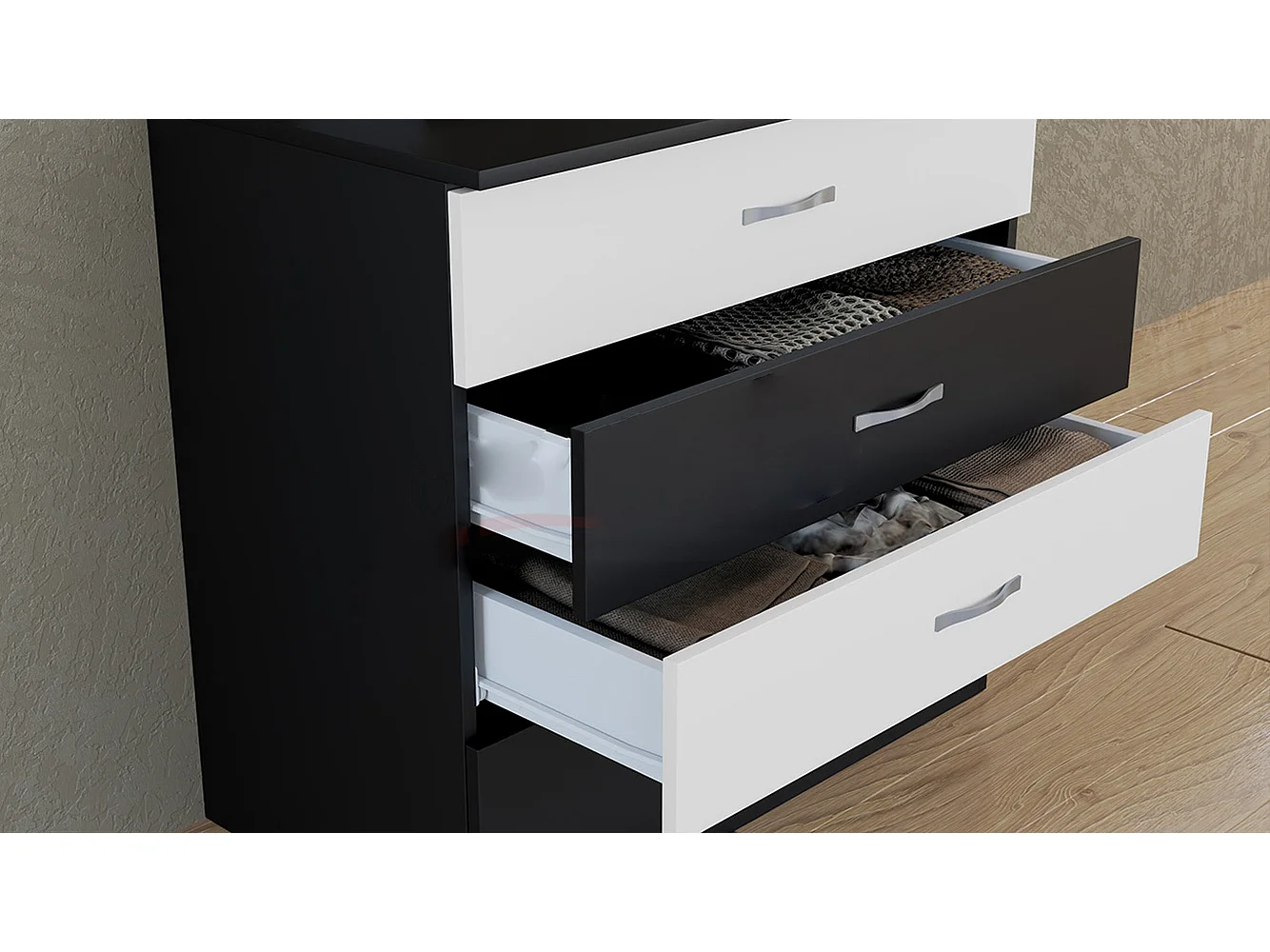 Comò per camera da letto design moderno 80x76 bianco e nero CI3013