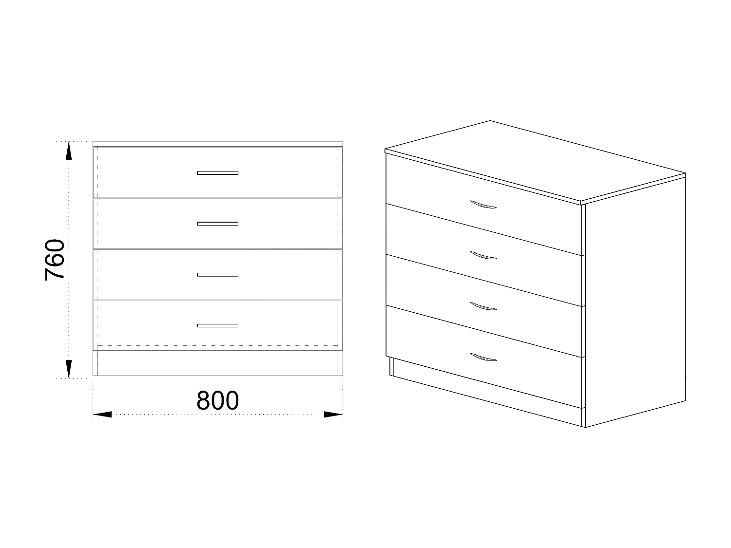 Comò per camera da letto design moderno 80x76 bianco e nero CI3013