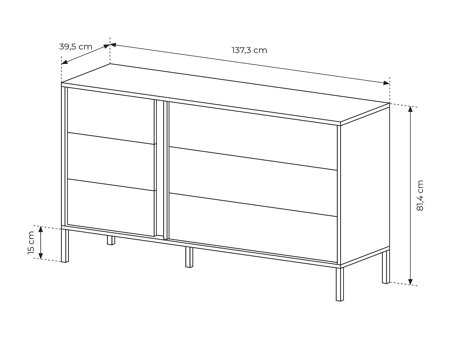 Cassettiera moderna con luce LED 137x81cm beige CLK10