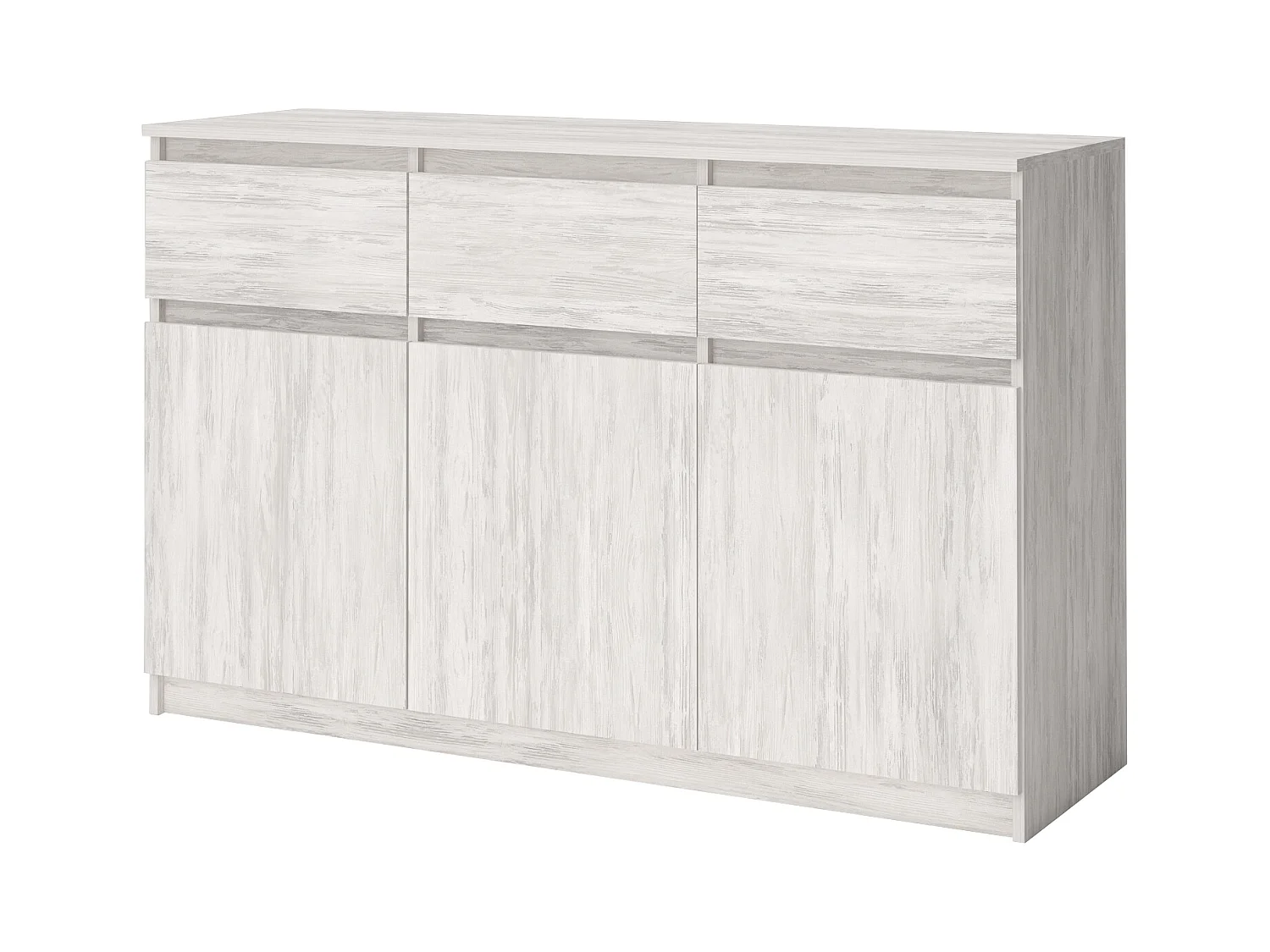 Comò mimimal con 3 cassetti e 3 ante in bianco legno CG40