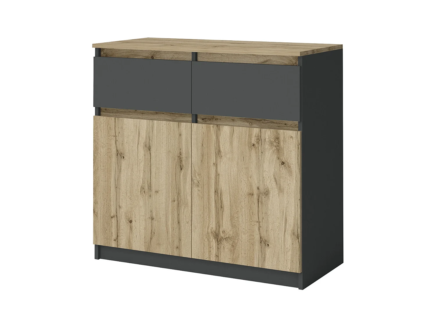 Comò  piccolo con 2 cassetti e 2 ante rovere/antracite CG41