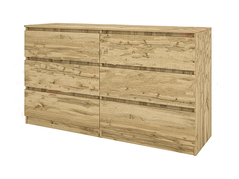 Comò spazioso da camera da notte design moderno con sei cassetti CI26 158x91 rovere