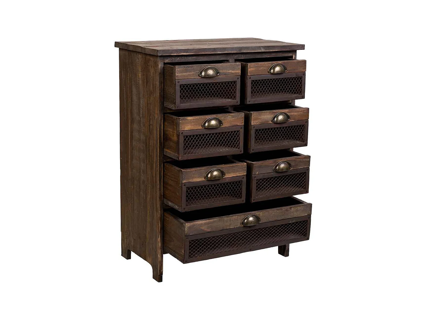 Commode en bois à 7 tiroirs marron  59x34x80,5h cm