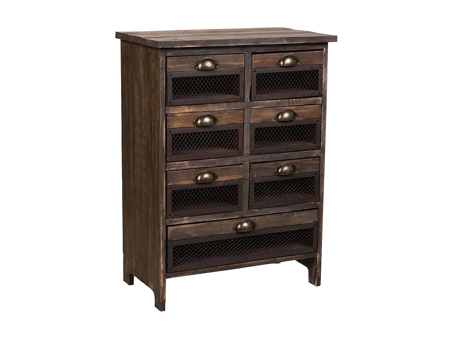 Cassettiera in legno con 7 cassetti marrone 59x34x80,5h cm