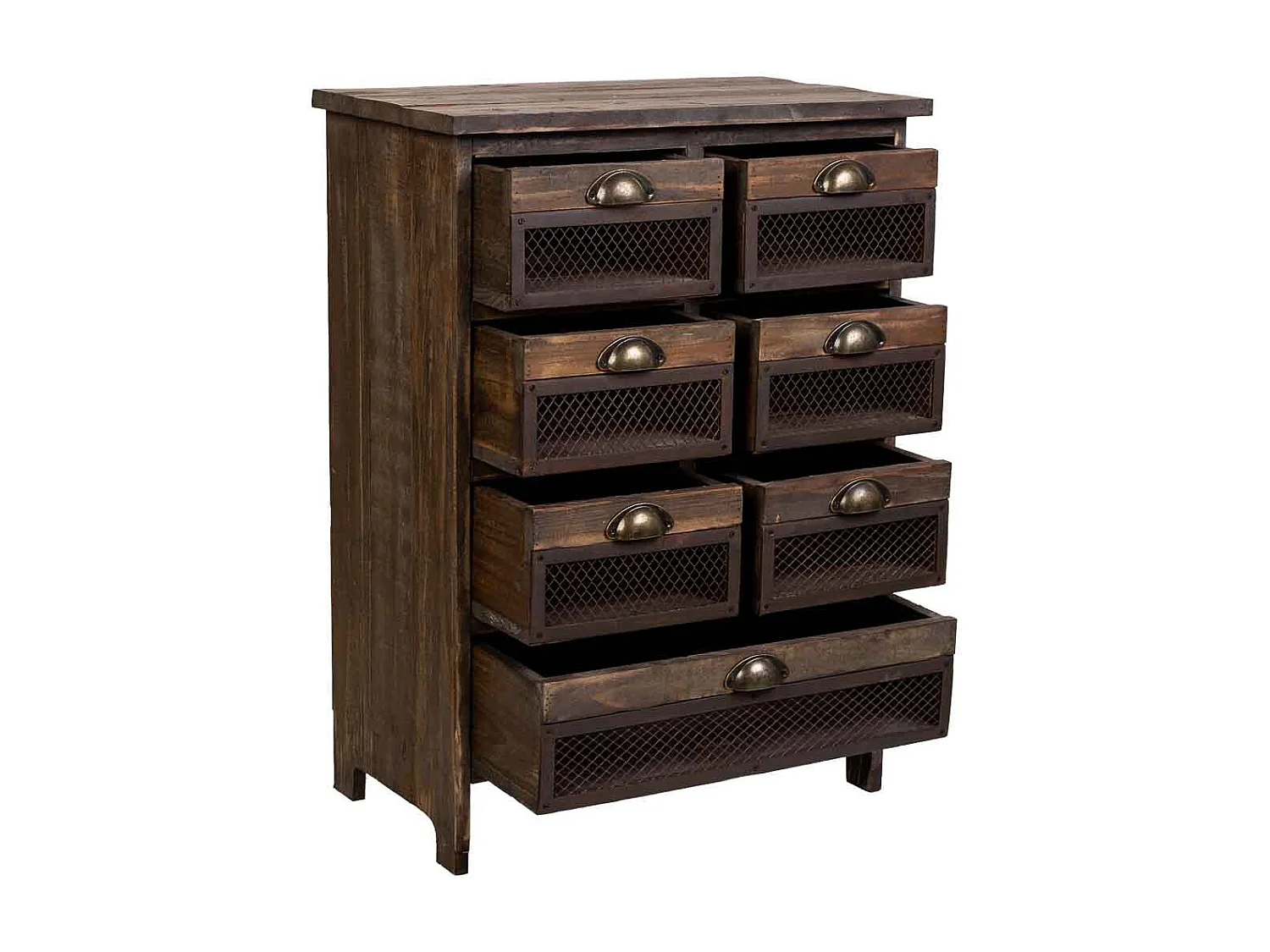 Cassettiera in legno con 7 cassetti marrone 59x34x80,5h cm