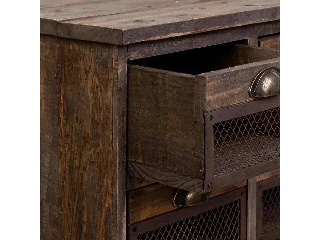 Cassettiera in legno con 7 cassetti marrone 59x34x80,5h cm