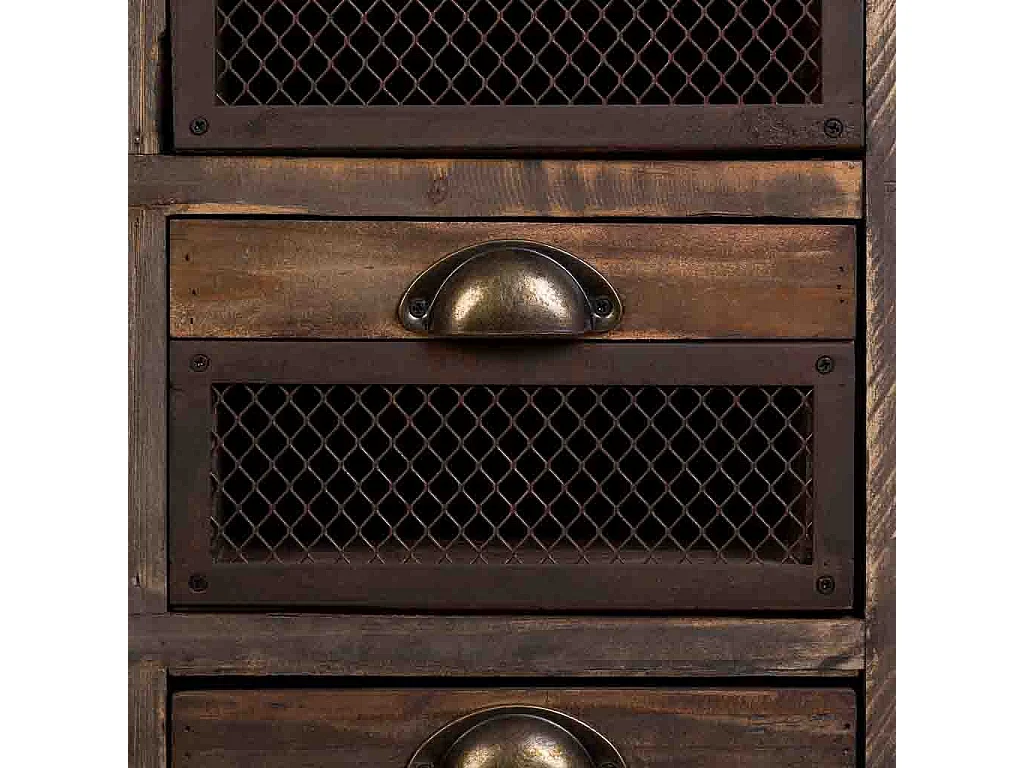 Cassettiera in legno con 7 cassetti marrone 59x34x80,5h cm