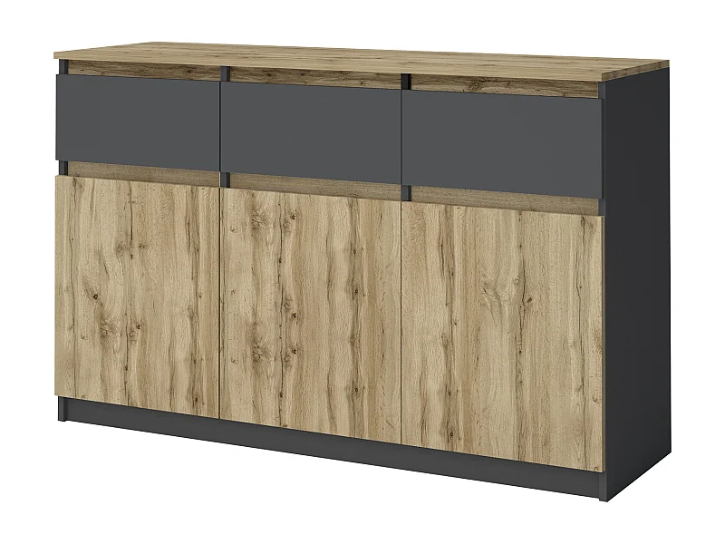 Comò mimimal con 3 cassetti e 3 ante in rovere/antracite CG40