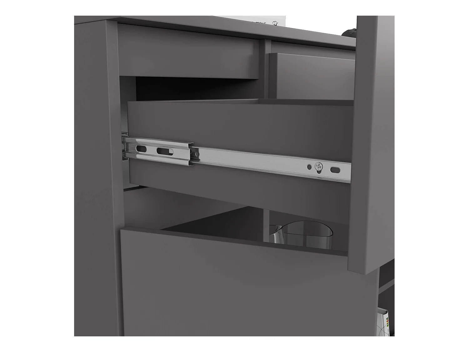 Commode AKORD K100 Gris Graphite 101 cm 2 portes 3 tiroirs façade Gris Graphite 6 étagères 101x35x98 cm