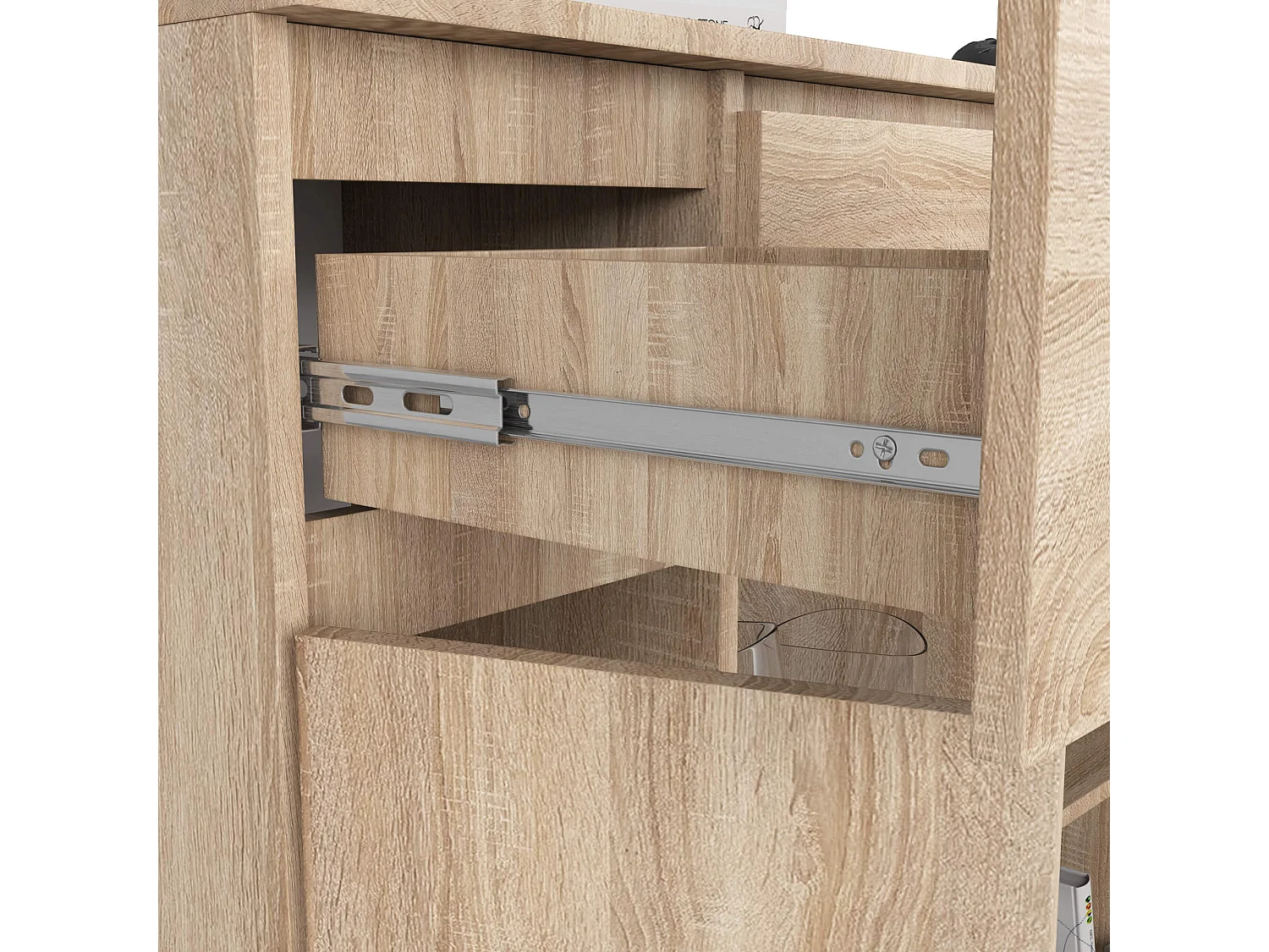 Ladekast K100 met 3 Lades, 2 Deuren en 1 Plank / AKORD Furniture Factory / Sonoma Eik / 101 x 98 x 35 cm