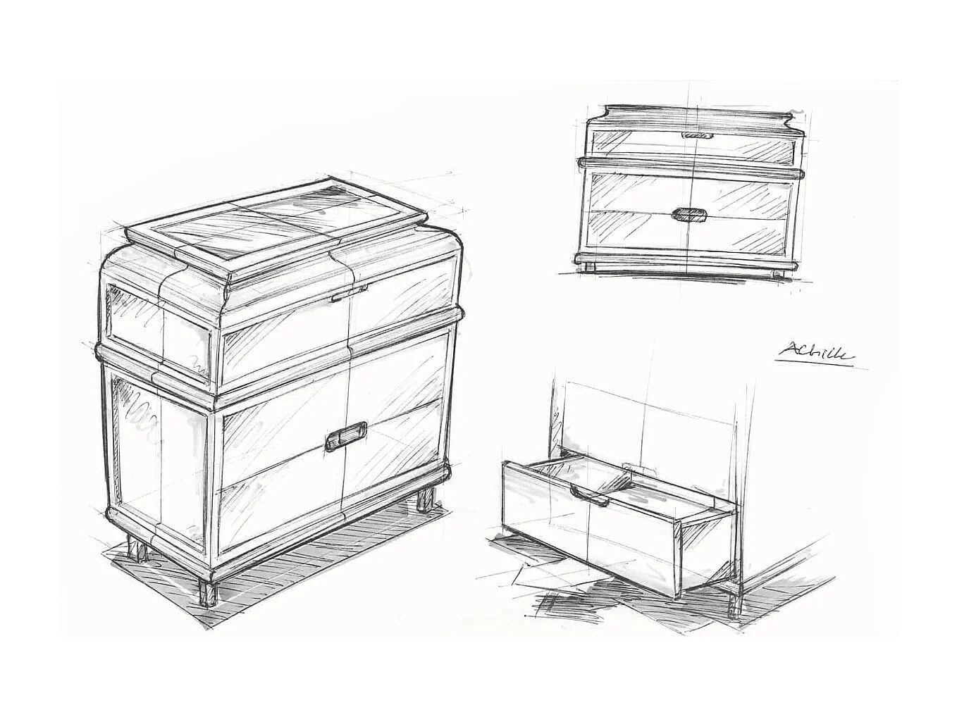 Cassettiera in teak massello