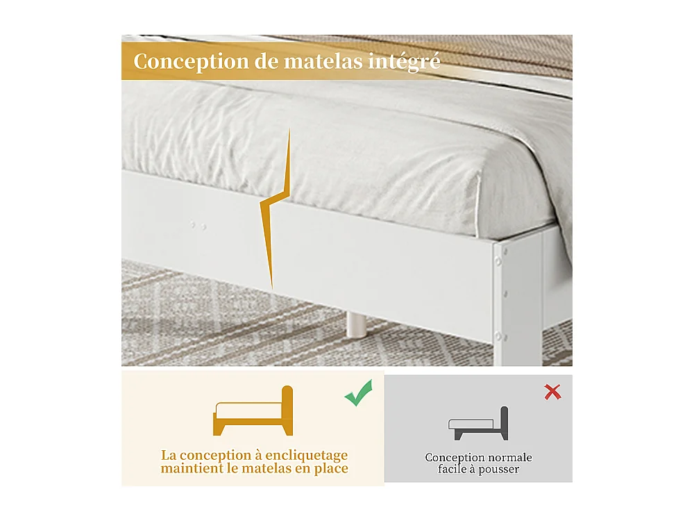 bed met opbergruimte van hout 140x200 met hoofdeinde en 2 uitschuifbare nachtkastjes opbergruimte aan het hoofdeinde wit