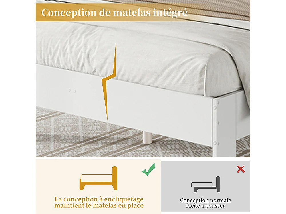 bed met opbergruimte van hout 140x200 met hoofdeinde en 2 uitschuifbare nachtkastjes opbergruimte aan het hoofdeinde wit