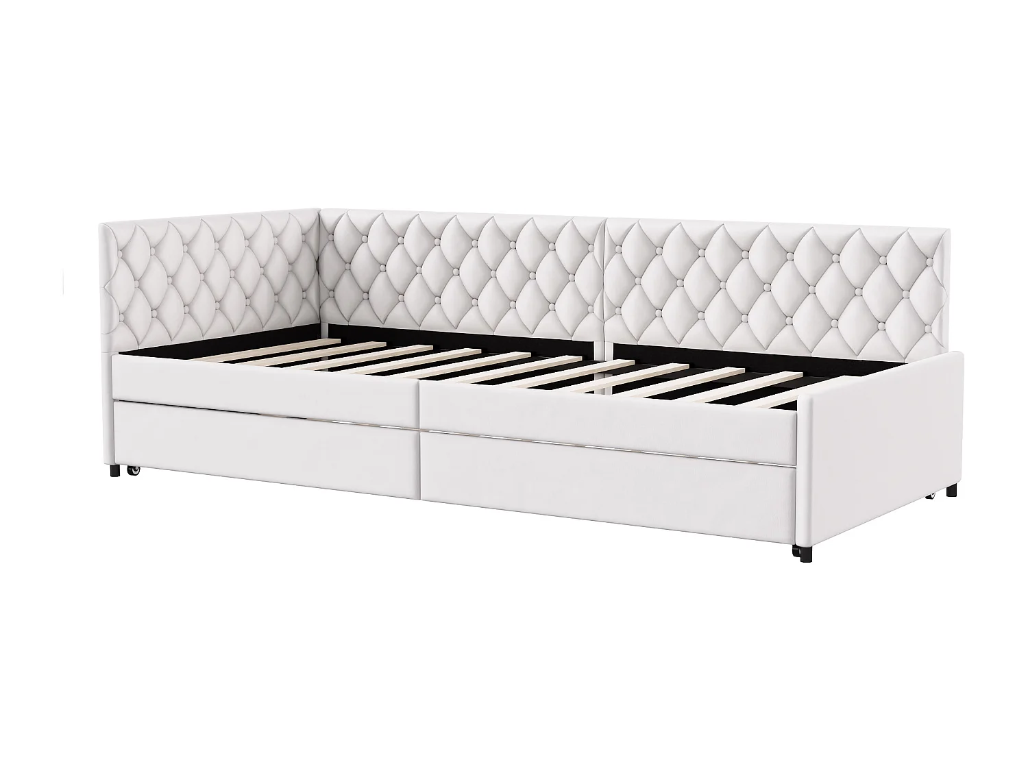 Canapé lit Convertible 90/180 x 200 cm, Canape lit 2 Places gigogne Bed avec sommier à Lattes,Beige
