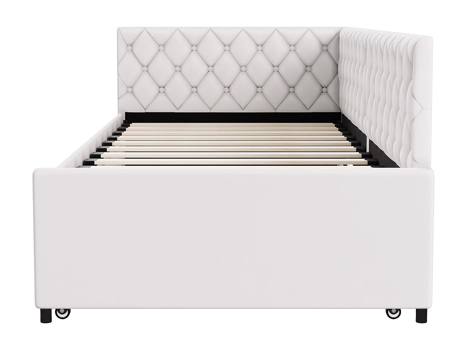 Canapé lit Convertible 90/180 x 200 cm, Canape lit 2 Places gigogne Bed avec sommier à Lattes,Beige