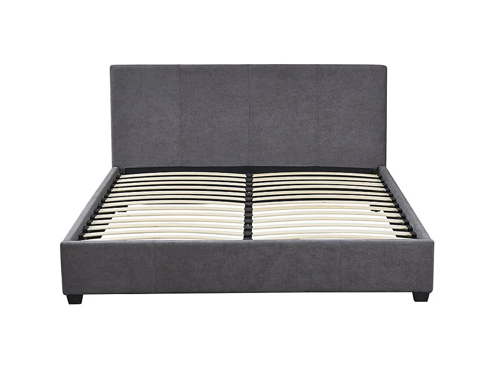 Lit double ROMA – 140x200 cm – PU gris – Sommier inclus – Design moderne – Structure MDF