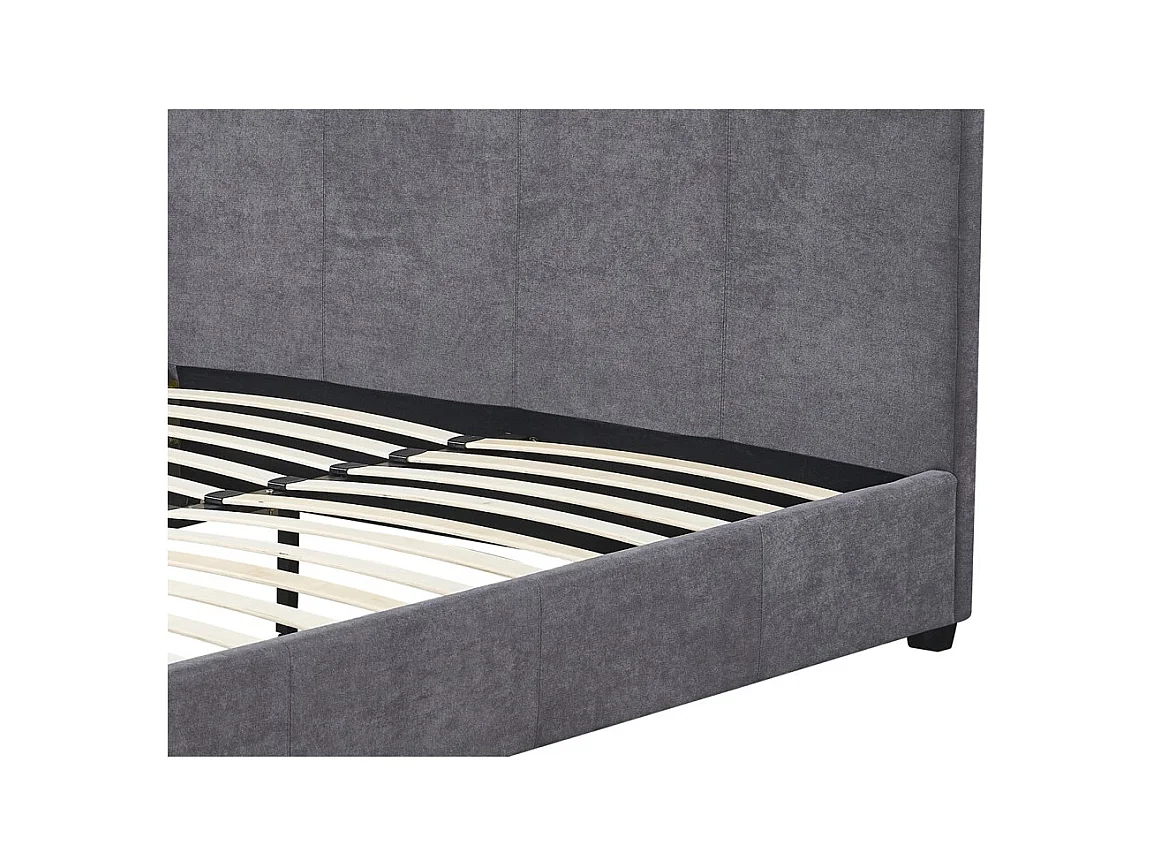 Lit double ROMA – 140x200 cm – PU gris – Sommier inclus – Design moderne – Structure MDF