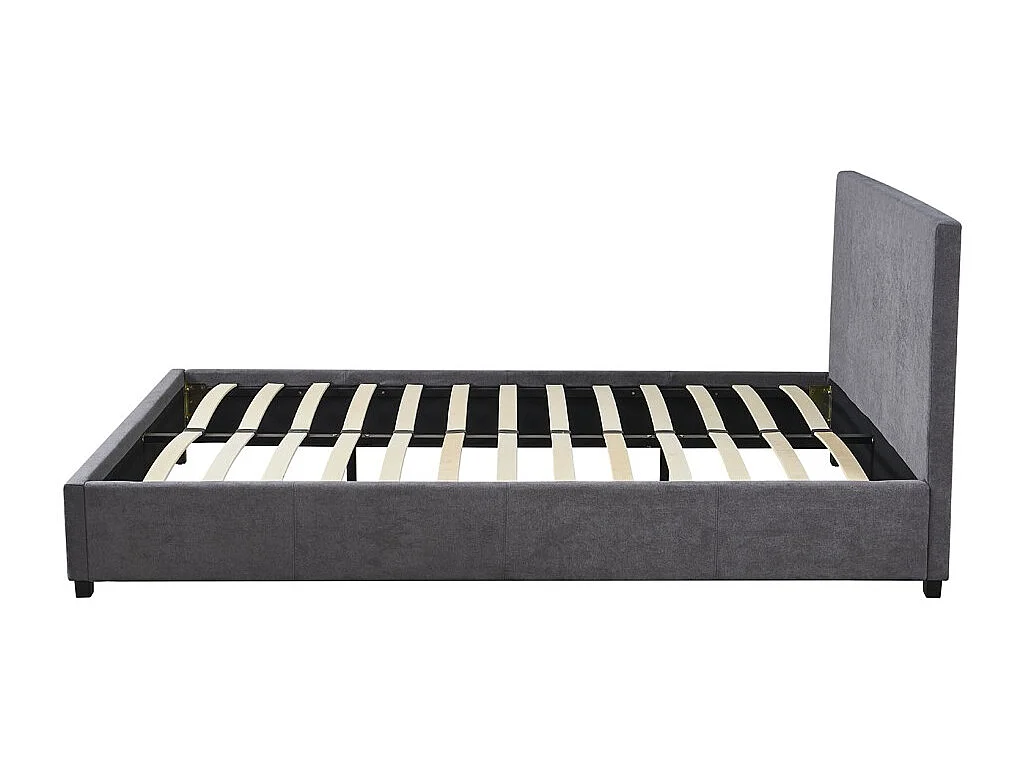 Lit double ROMA – 140x200 cm – PU gris – Sommier inclus – Design moderne – Structure MDF